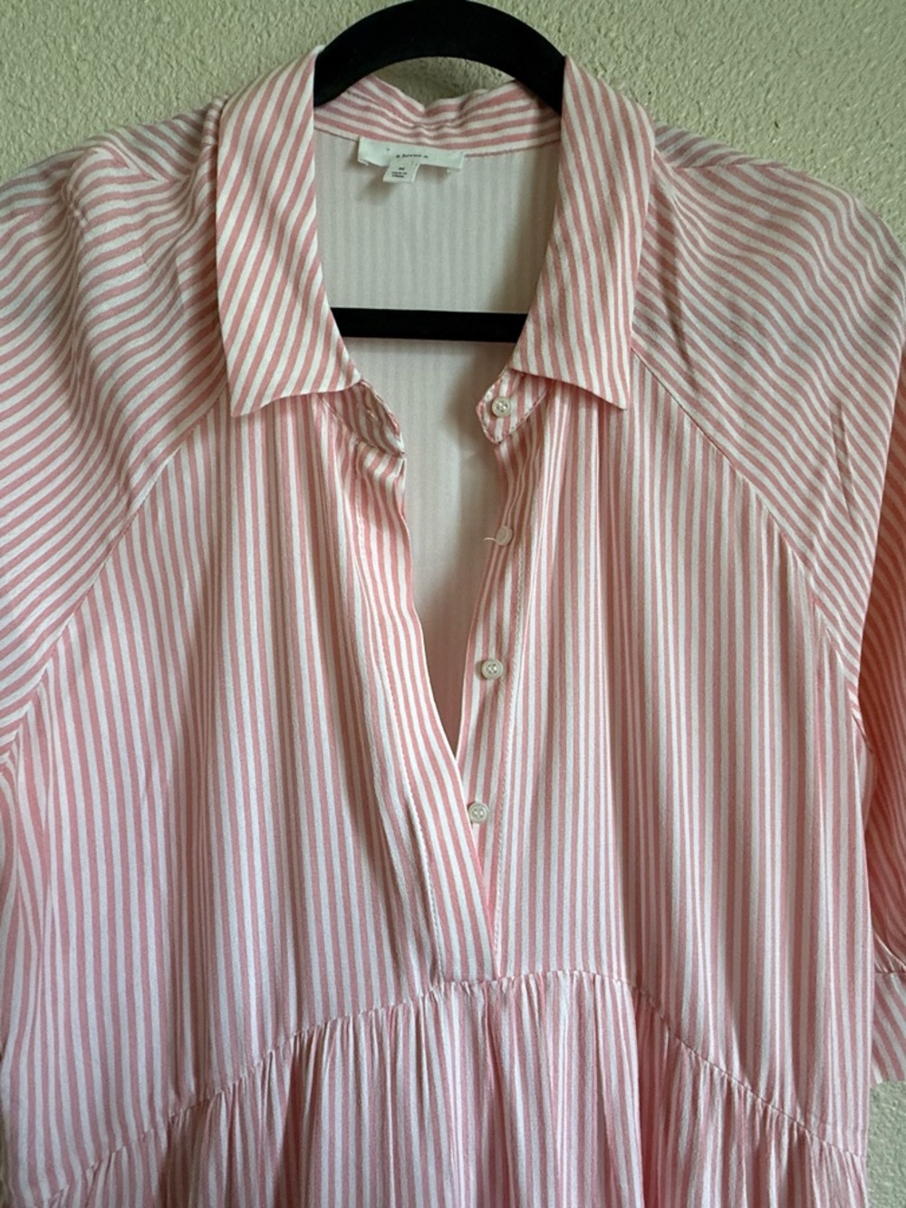 Relaxed Pink Tiered Midi Shirt Dress - Picture 3 of 7